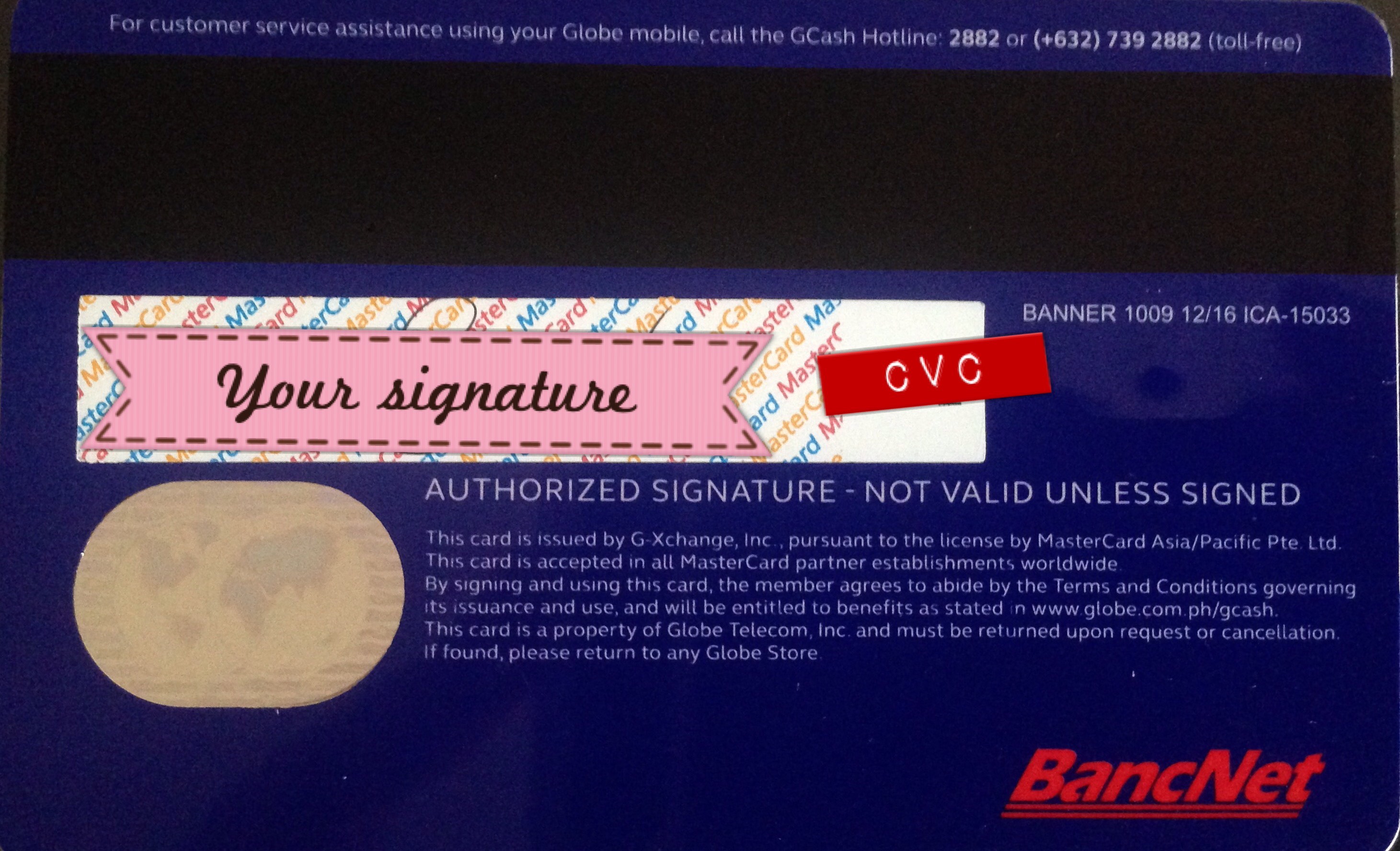 New Globe GCash Card 2017 Back